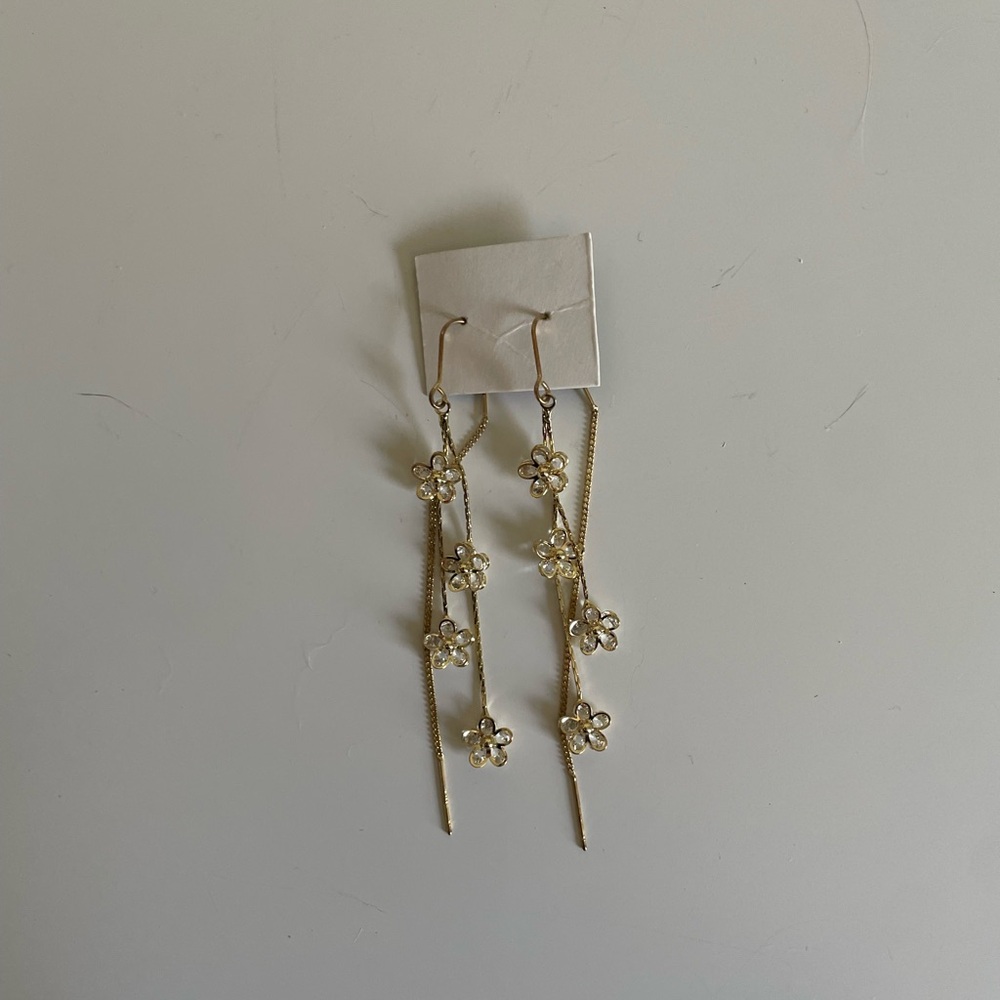 Elegant Gold Floral Dangle Earrings